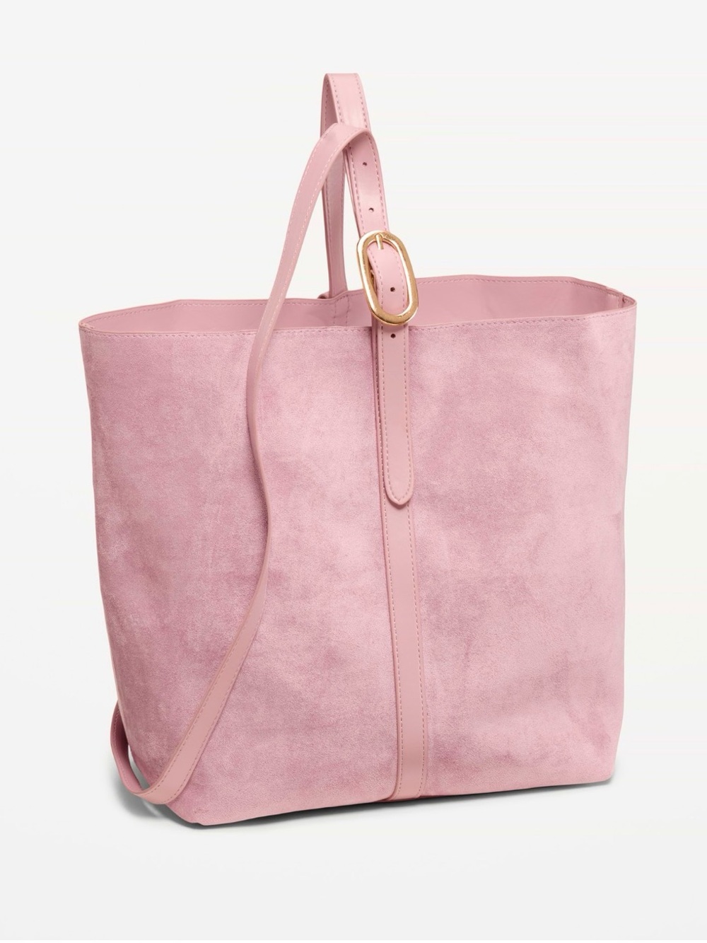 Old Navy Pink Suede Medium Carrie Tote Bag Shoulder Tote with Gold Accent